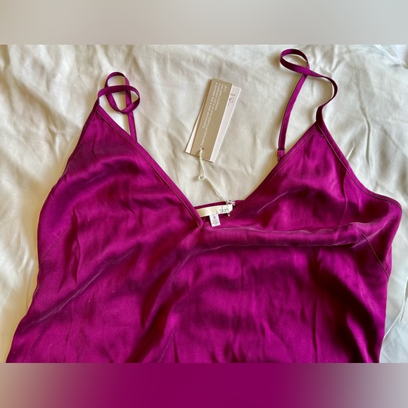 NWT SKIN Worldwide Tess Silk Chemise Dress Slip Sz 2 Small Medium Wild Orchid - Picture 8 of 8